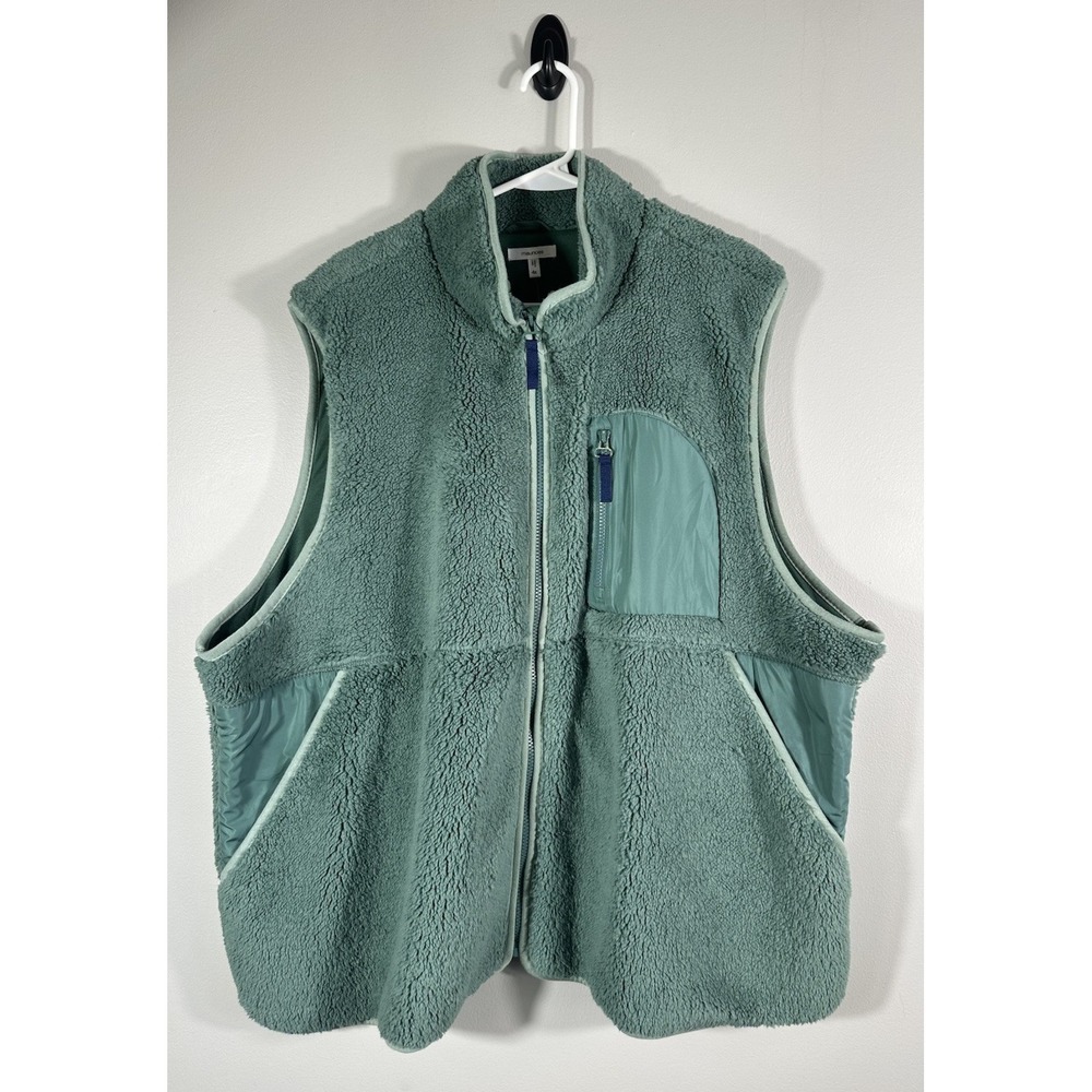 Maurices Teddy Sherpa Vest‎ Womens 4X Green Full Zip Pocket Outdoors